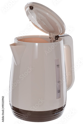 Isolated cordless electrical kettle on white backgraund