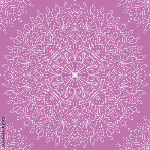 Seamless pattern with mandala ornament. Hand drawn vector illustration