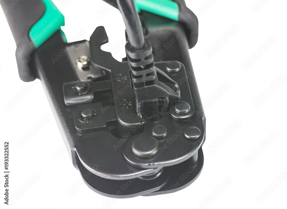Crimping tool with a network cable isolated Crimping tool with a network cable isolated