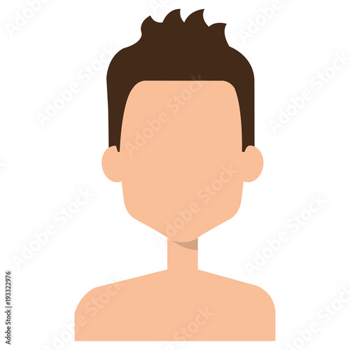 young man shirtless avatar character vector illustration design