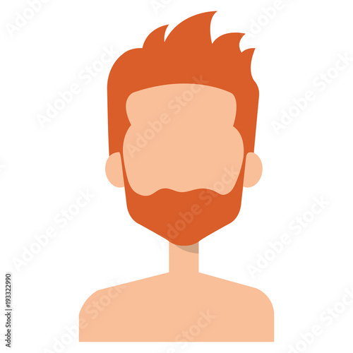young man shirtless with beard avatar character vector illustration design