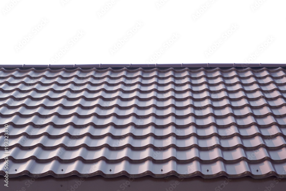 Fototapeta premium Modern roof covered with tile effect PVC coated metal roof sheets