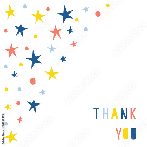 Abstract thank you card template. Handmade childish letters pattern background for design gift card, party invitation, workshop advertising, shop poster, t shirt, bag print etc.