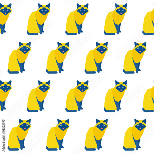 Abstract handmade cat seamless pattern background. Childish handcrafted cat wallpaper for design card, baby nappy, winter menu, holiday wrapping paper, bag print, t shirt etc.