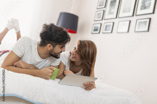 Couple's morning in bed