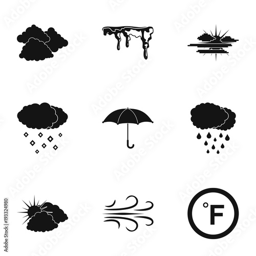 Clime icons set. Simple set of 9 clime vector icons for web isolated on white background