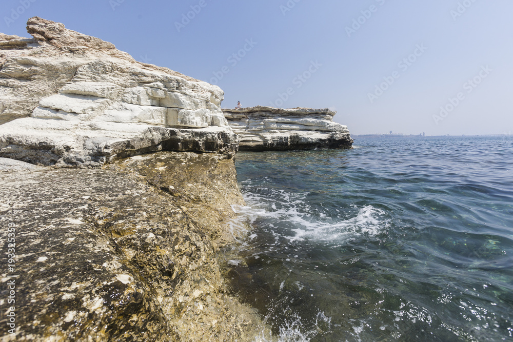 Obraz premium Mediterranean sea. White rocks near Governor's beach