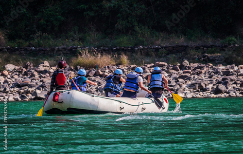 People doing rafting on the Ganges river in Rishikesh ,India