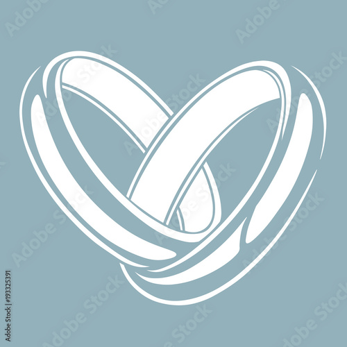 Wedding rings, vector, illustration. Laser cut. Plotter cutting. Crafts from paper. Sticker