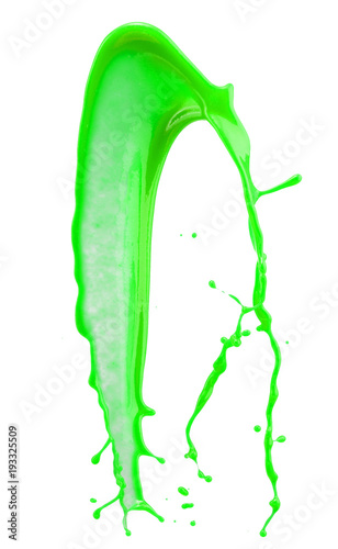 green splash paint isolated on a white background