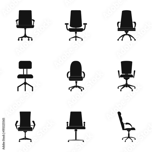 Seat icons set. Simple set of 9 seat vector icons for web isolated on white background