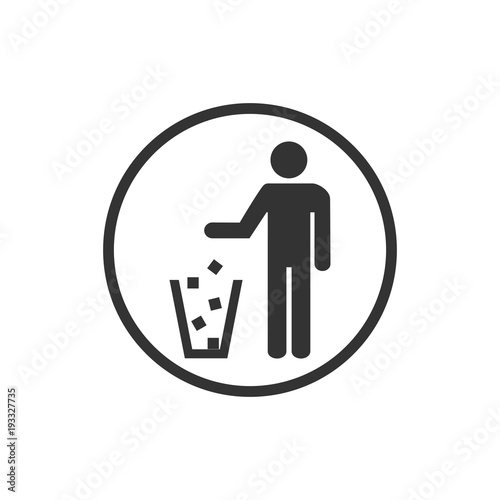 Garbage symbol. Do not litter sign. Trash icon. Logo on white background. Flat vector illustration.