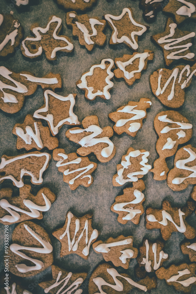 Vanilla cookies on white baking paper sheet. Vanilla cookies on white baking paper sheet.