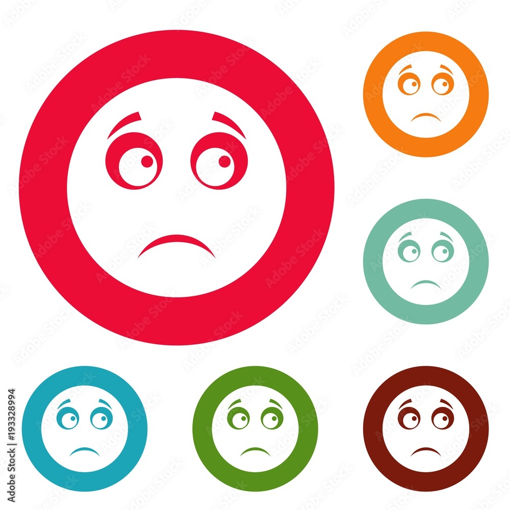 Fototapeta premium Sad smile icons circle set vector isolated on white background