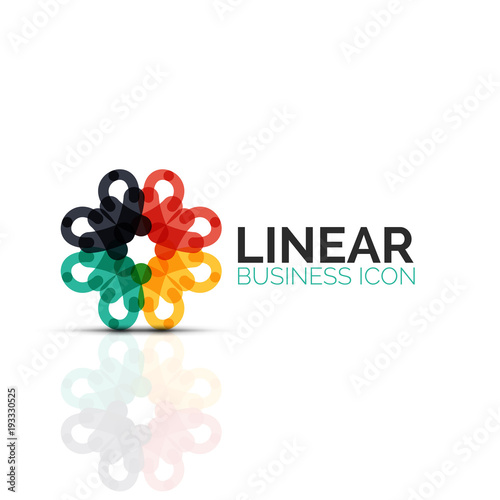 Abstract flower or star, linear thin line icon. Minimalistic business geometric shape symbol created with line segments