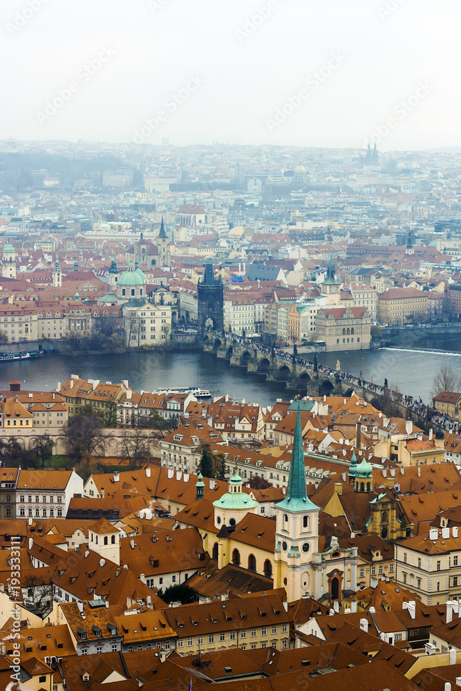 View of Prague Castle and Charles Bridge
