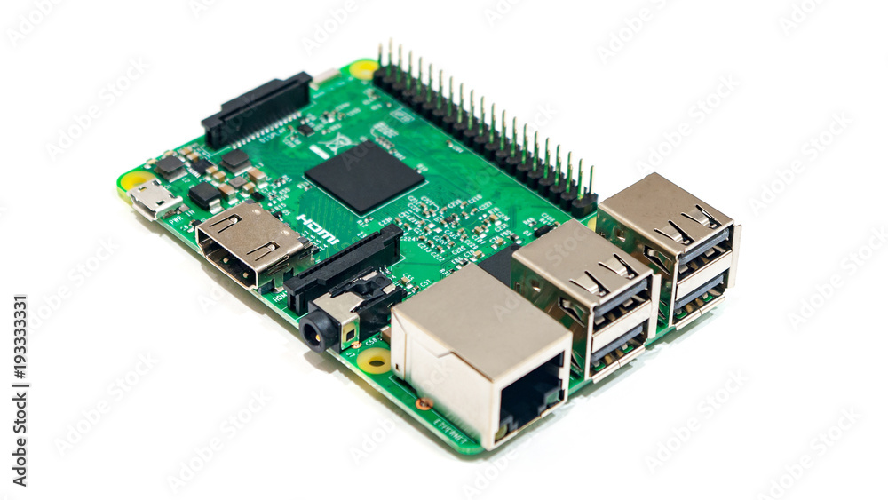 Single-board personal miniature computer isolated on white. Single-board personal miniature computer isolated on white.