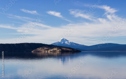 Mount Mcloughlin reflecting on a lake in Oregon. photo