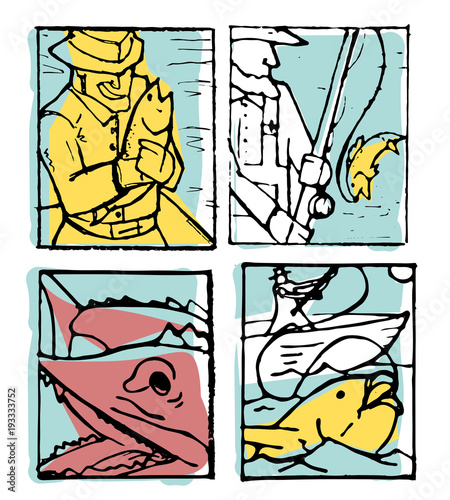 Fishing poster set