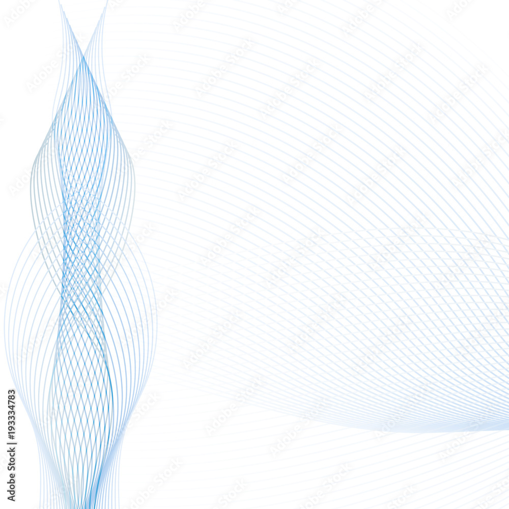 Abstract wave background with transparent blue and gray lines. Line art ...