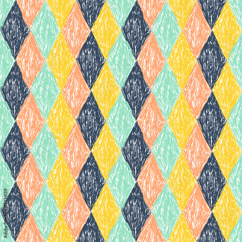 Seamless pattern of rhombuses drawn by hand sketch.Vector background .