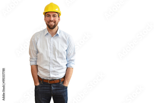 Canvastavla erfolgreicher Ingenieur in der Industrie - Freisteller auf weißen Hintergrund