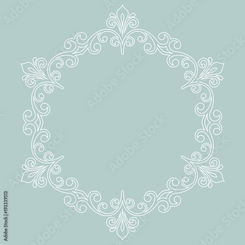 Elegant round white ornament in classic style. Abstract traditional pattern with oriental elements, Classic vintage pattern