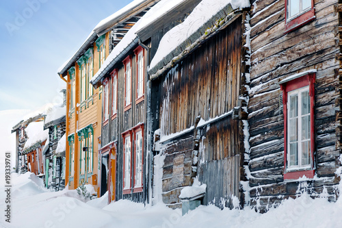 Weathered building facades ...