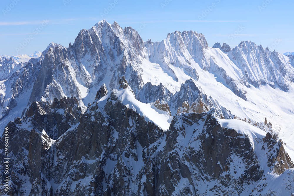 Aiguille Verte (Chamonix Needles) and Les Droites in Mont Blanc Massif. Chamonix. France