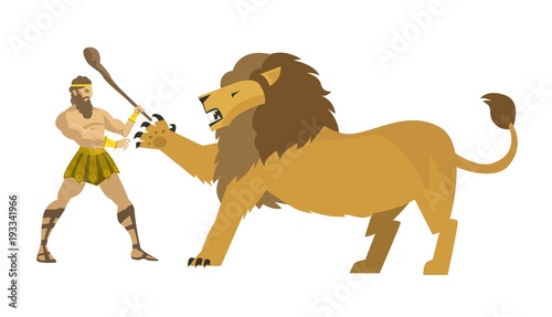 Foto hercules heracles fighting the nemean lion