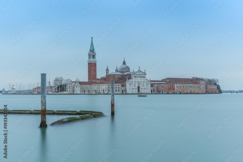 A quiet view at sunset of the Isola di San Giorgio Maggiore from Piazza San Marco in Venice - 1