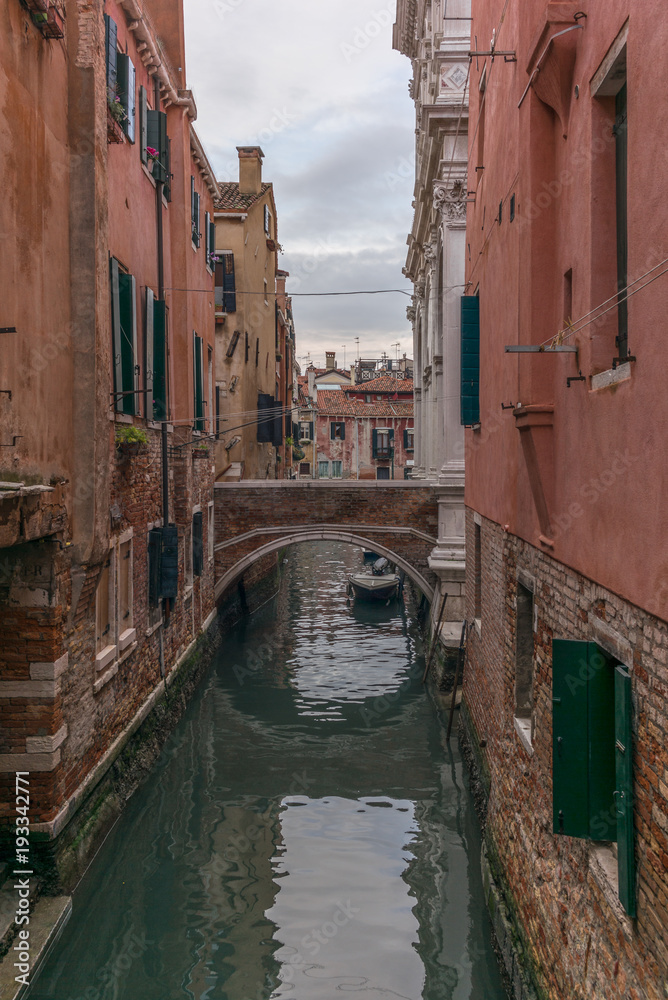 View of the channels and old palaces in Venice in the morning -  6