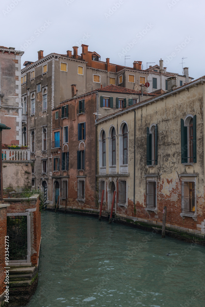 View of the channels and old palaces in Venice in the morning -  7