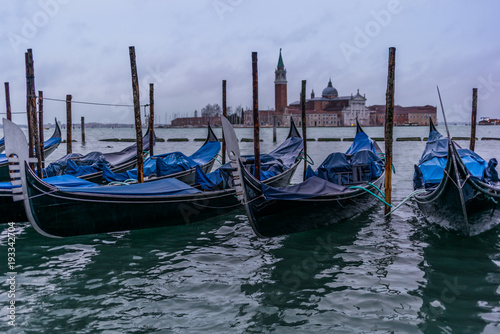 Gondolas in the morning in Venice before the tourist arrival - 4