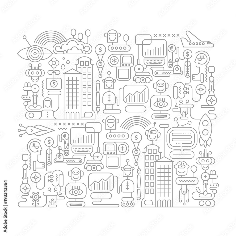 Robot Line Filled Illustration 13454847 Vector Art at Vecteezy