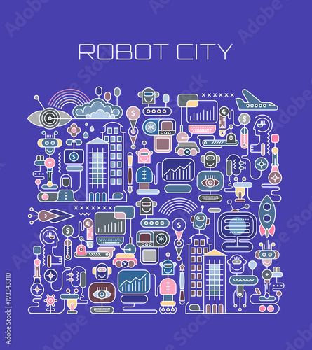 Robot City vector illustration