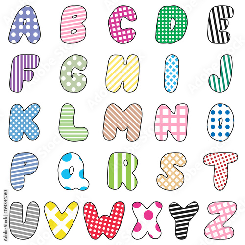 English alphabet in the style of pop art