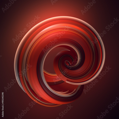 Red twisted shape. Computer generated abstract geometric 3D render illustration