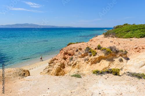 Aliko beach  one of the best beaches on the south western side of Naxos island. Cyclades  Greece.