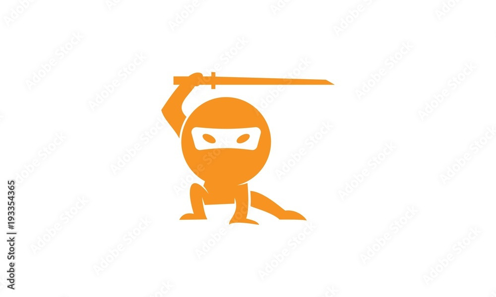 Fototapeta premium Ninja Kids Character Logo