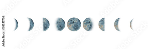 Moon phases set watercolor isolated