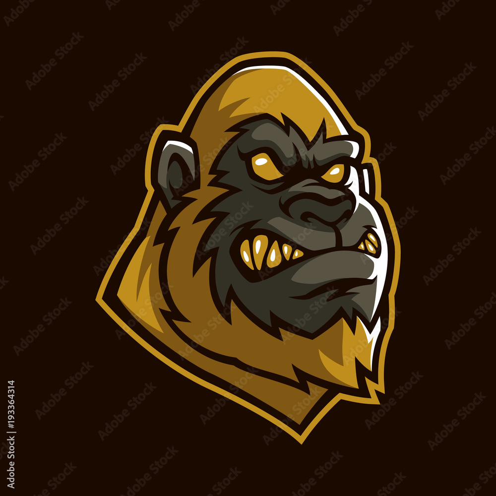 Naklejka premium Złote małpy znak i symbol wektor logo