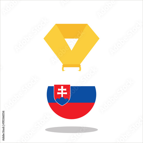 Medal with the Slovakia flag isolated on white background - vector illustration