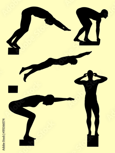 Swimmer gesture silhouette 01. Good use for symbol, logo, web icon, mascot, sign, or any design you want.