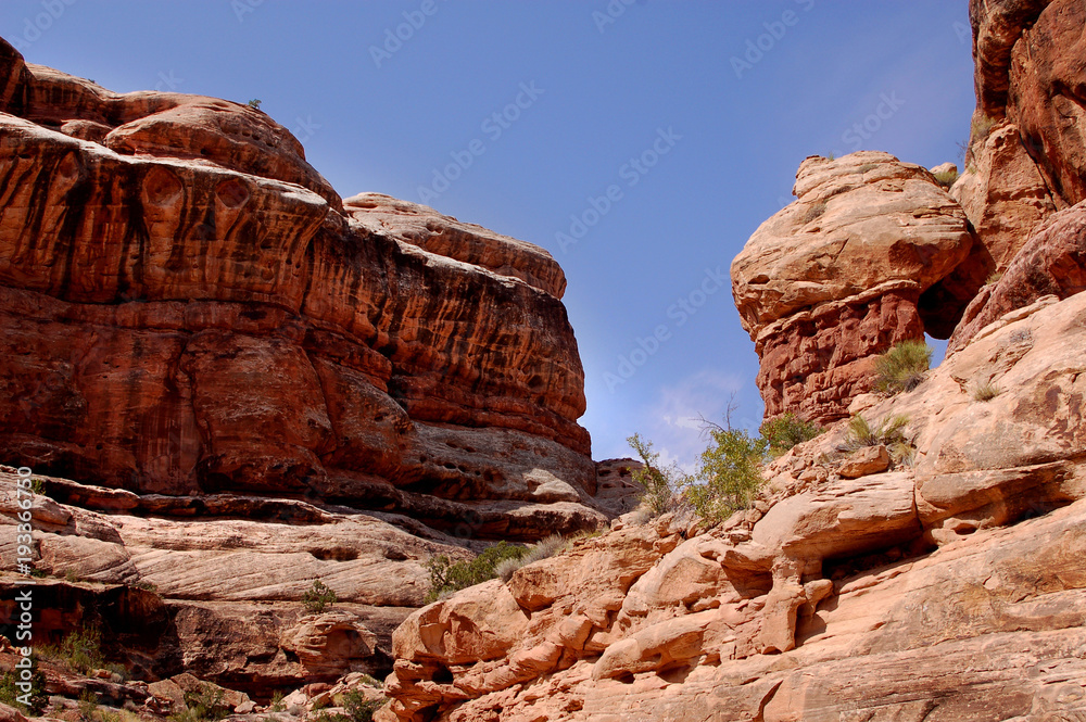 Red rock canyon wall in southern Utah grand gulch area. Red rock canyon wall in southern Utah grand gulch area.