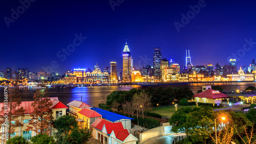 Photography Shanghai, China city skyline on the Huangpu River.