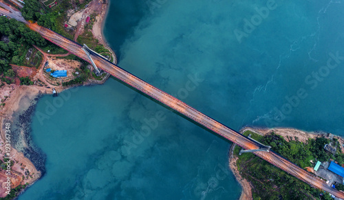 The Barelang Bridge a chain of 6 bridges that connect the islands of Batam, Rempang, and Galang, Riau Islands aerial view, Indonesia photo