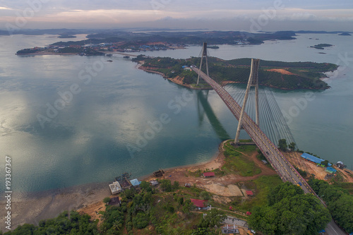 The Barelang Bridge a chain of 6 bridges that connect the islands of Batam, Rempang, and Galang, Riau Islands aerial view, Indonesia photo