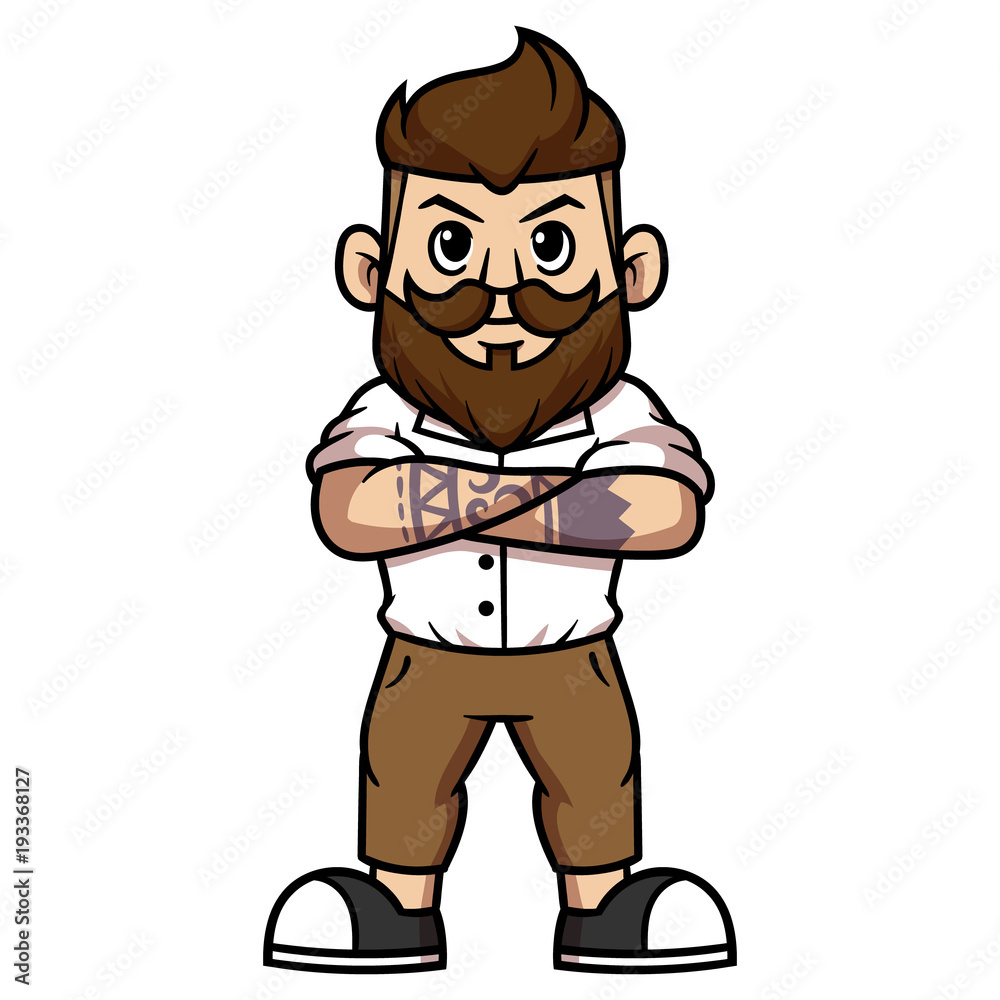Cartoon Male Hipster Character