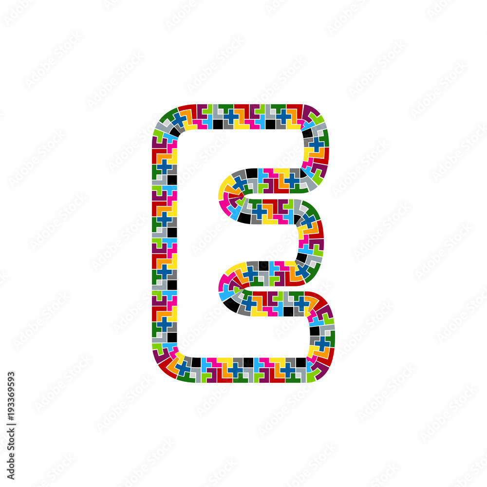 Fototapeta premium E Block Puzzle Letter Logo Icon Design